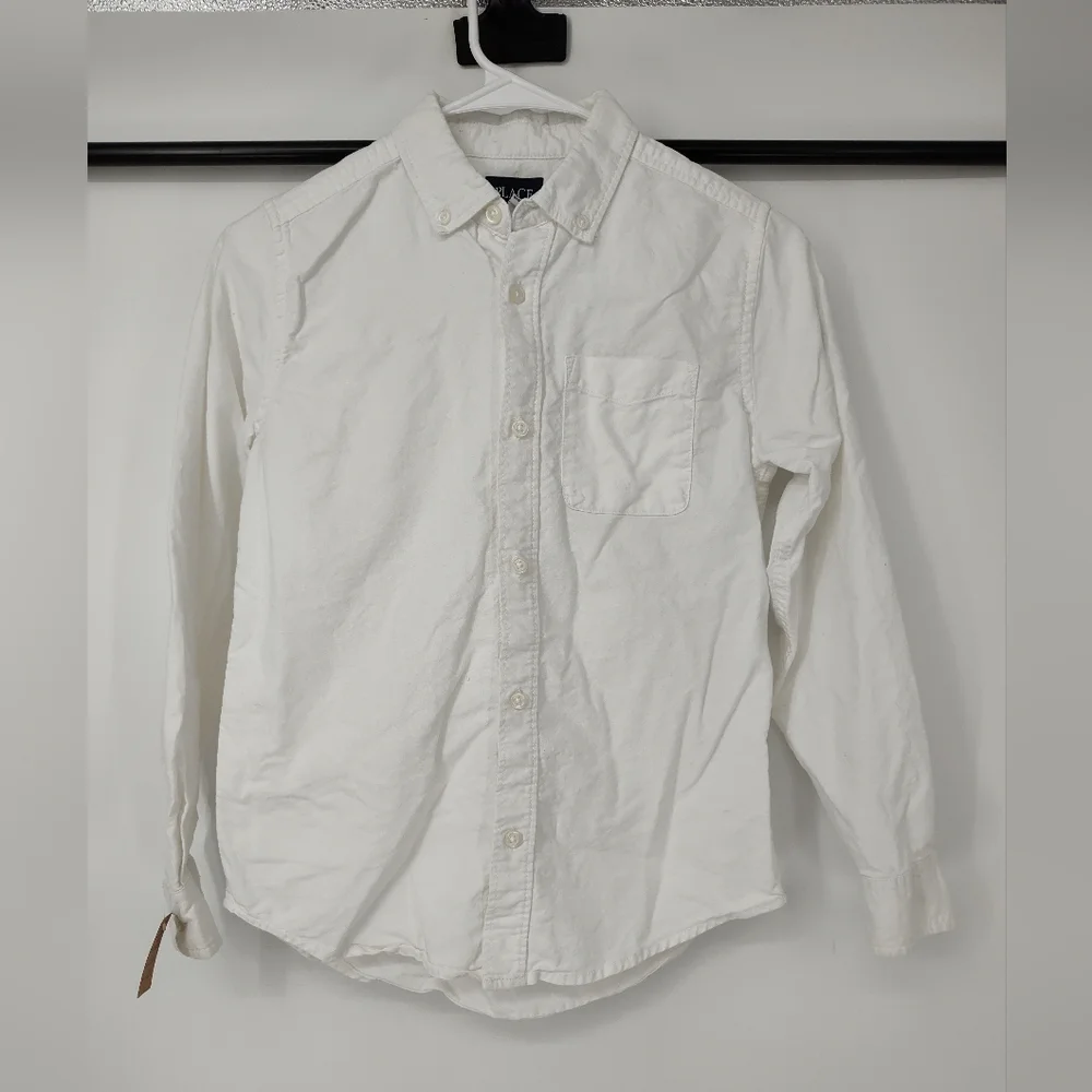 The Children's Place White Button-Down Shirt for Kids Size Large 10/12
